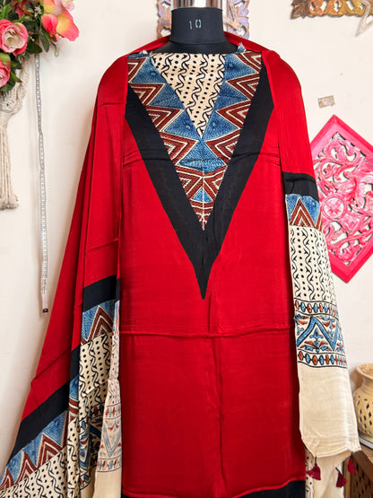 Modal Silk Designer Ajrakh Suit Set