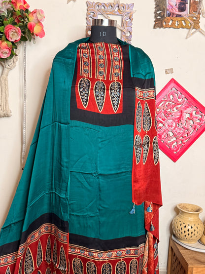 Modal Silk Designer Ajrakh Suit Set