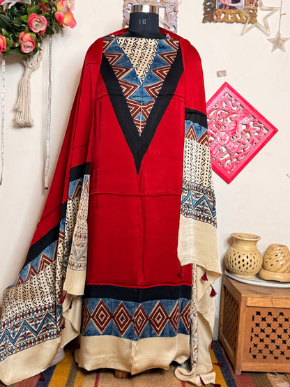 Modal Silk Designer Ajrakh Suit Set