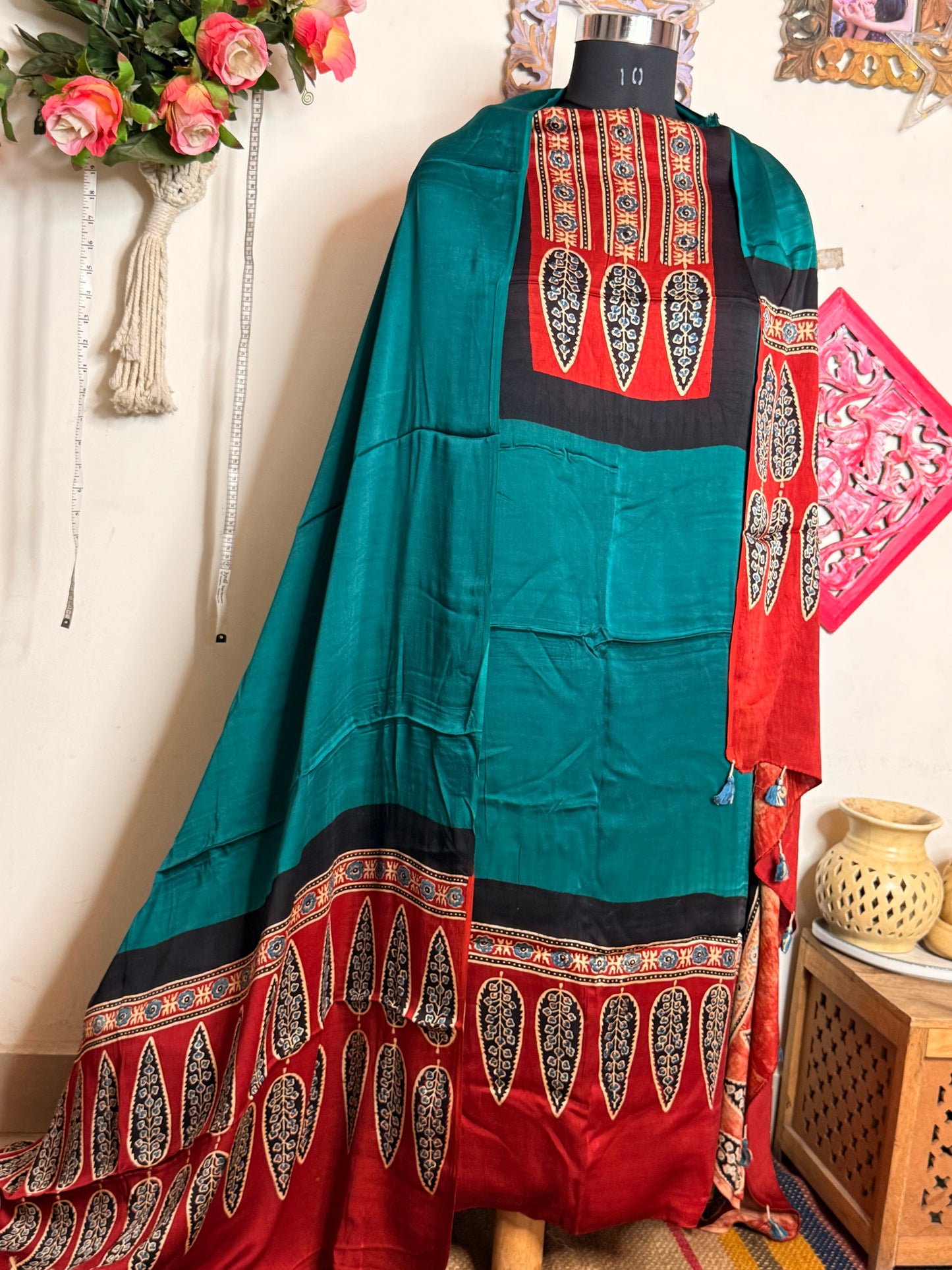 Modal Silk Designer Ajrakh Suit Set