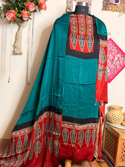 Modal Silk Designer Ajrakh Suit Set