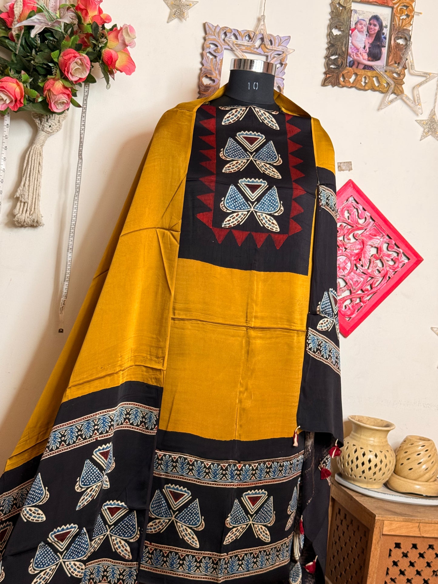 Modal Silk Designer Ajrakh Suit Set