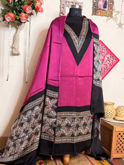 Modal Silk Designer Ajrakh Suit Set