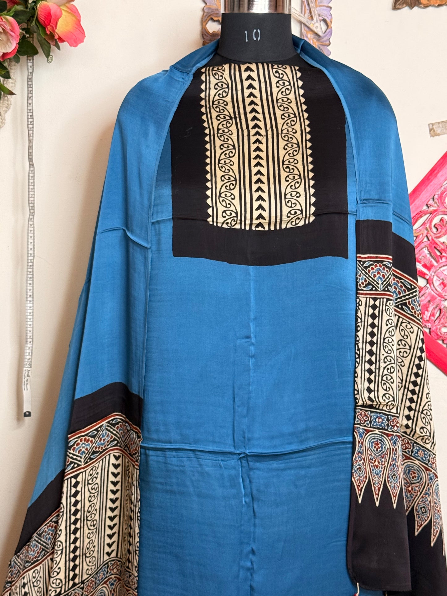 Modal Silk Designer Ajrakh Suit Set