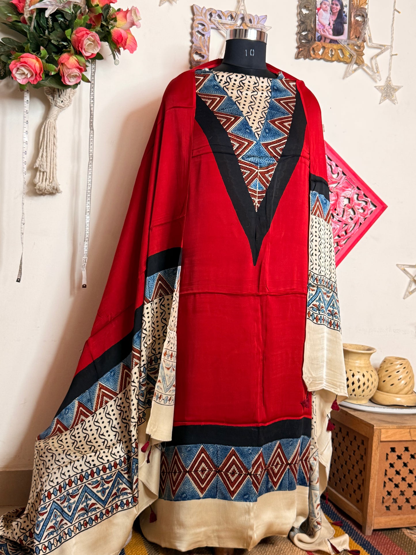 Modal Silk Designer Ajrakh Suit Set