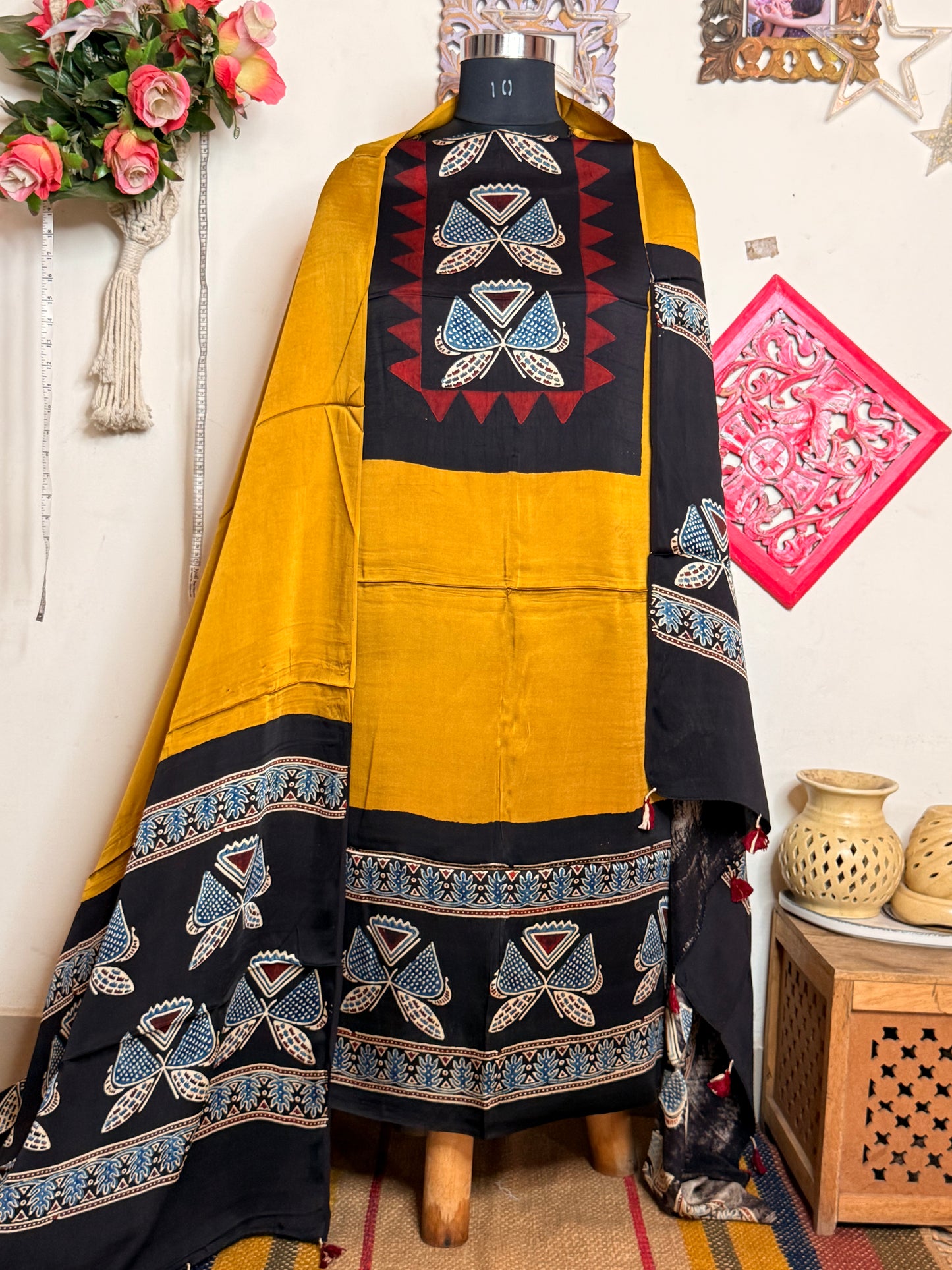 Modal Silk Designer Ajrakh Suit Set