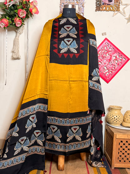Modal Silk Designer Ajrakh Suit Set