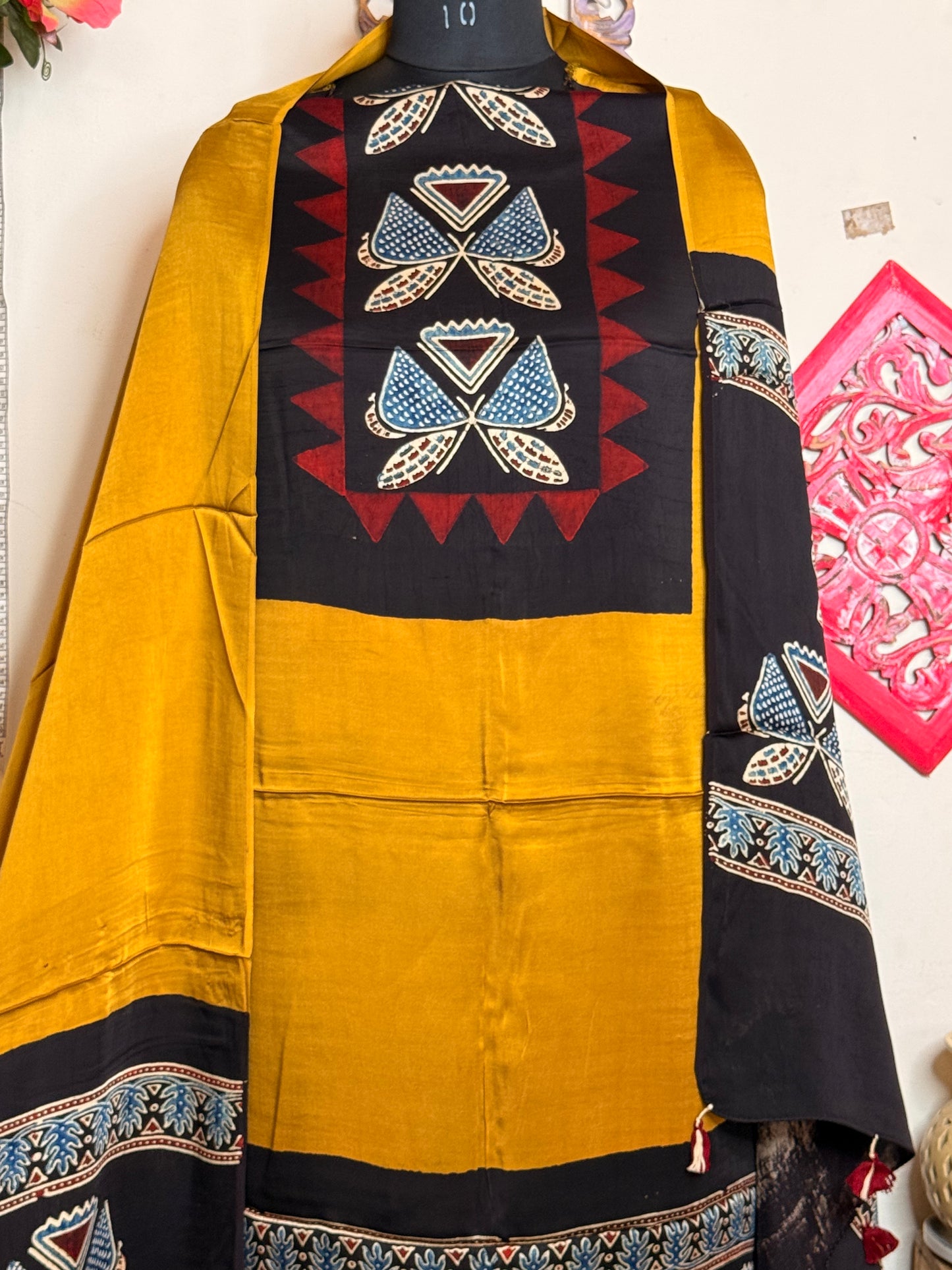 Modal Silk Designer Ajrakh Suit Set