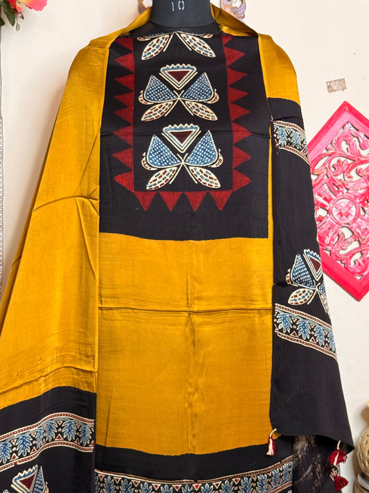 Modal Silk Designer Ajrakh Suit Set