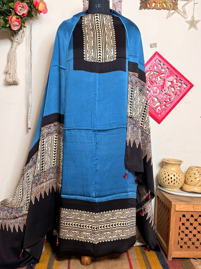 Modal Silk Designer Ajrakh Suit Set