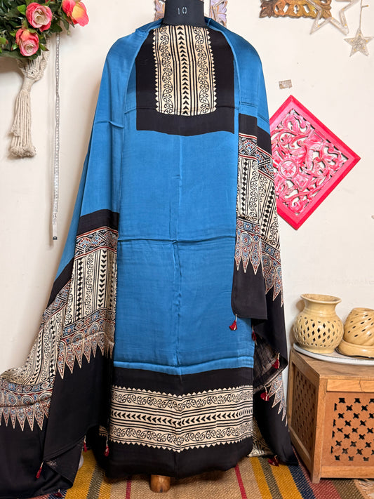 Modal Silk Designer Ajrakh Suit Set