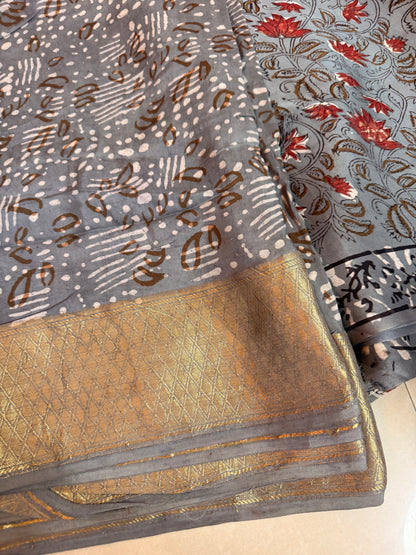 Modal Silk Full Suit with Kalamkari & Jahota Art (Handmade)