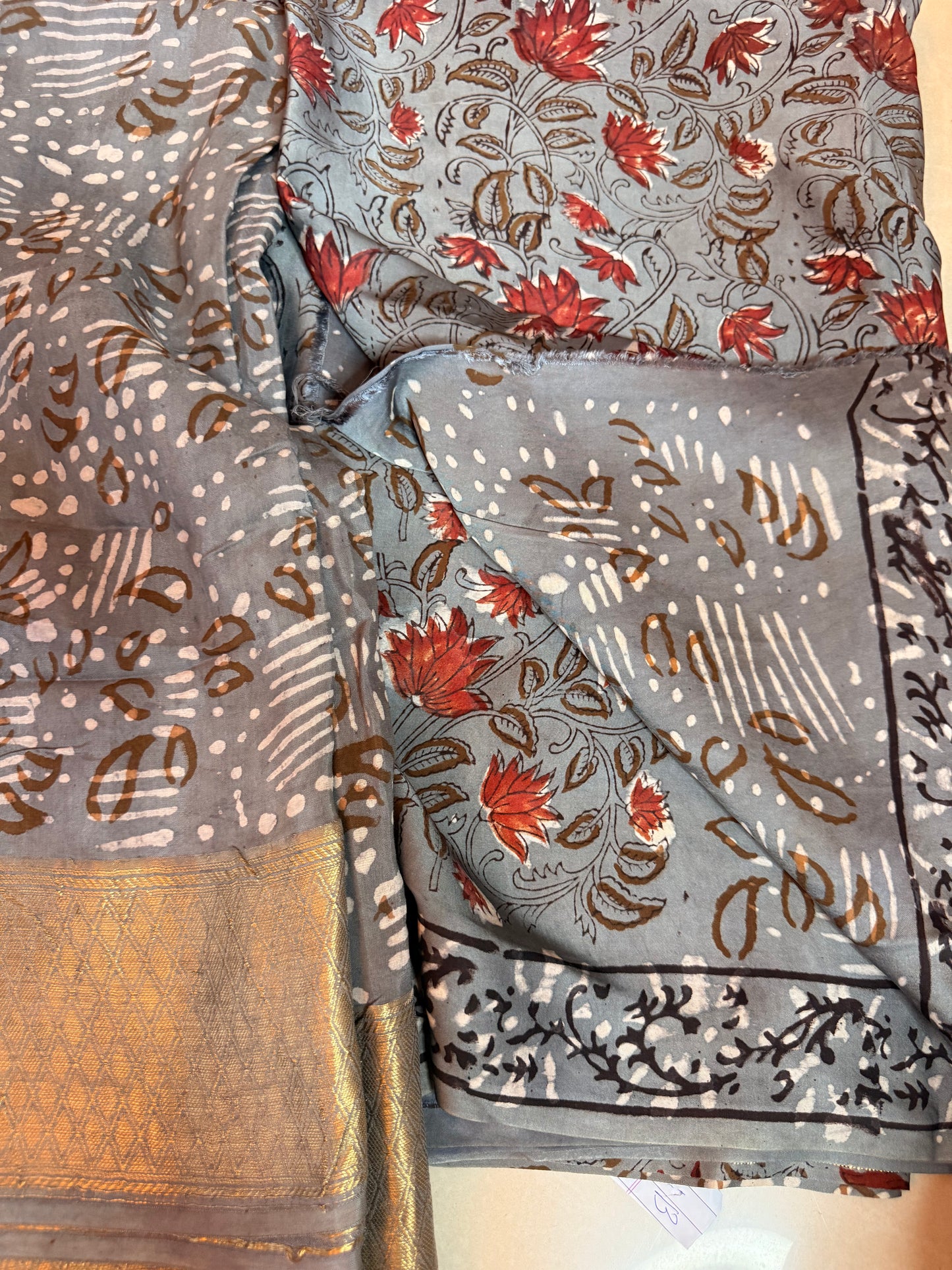Modal Silk Full Suit with Kalamkari & Jahota Art (Handmade)