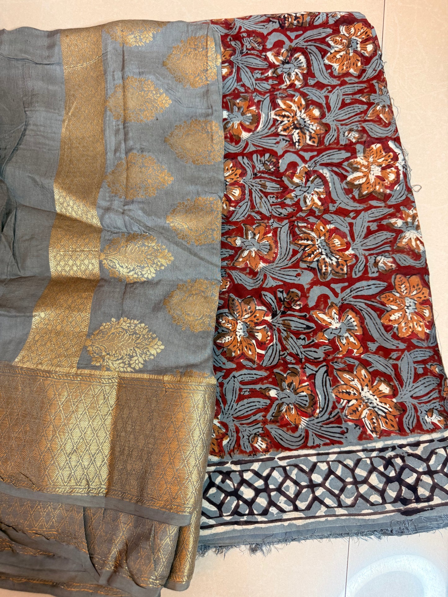Modal Silk Full Suit with Kalamkari & Jahota Art (Handmade)