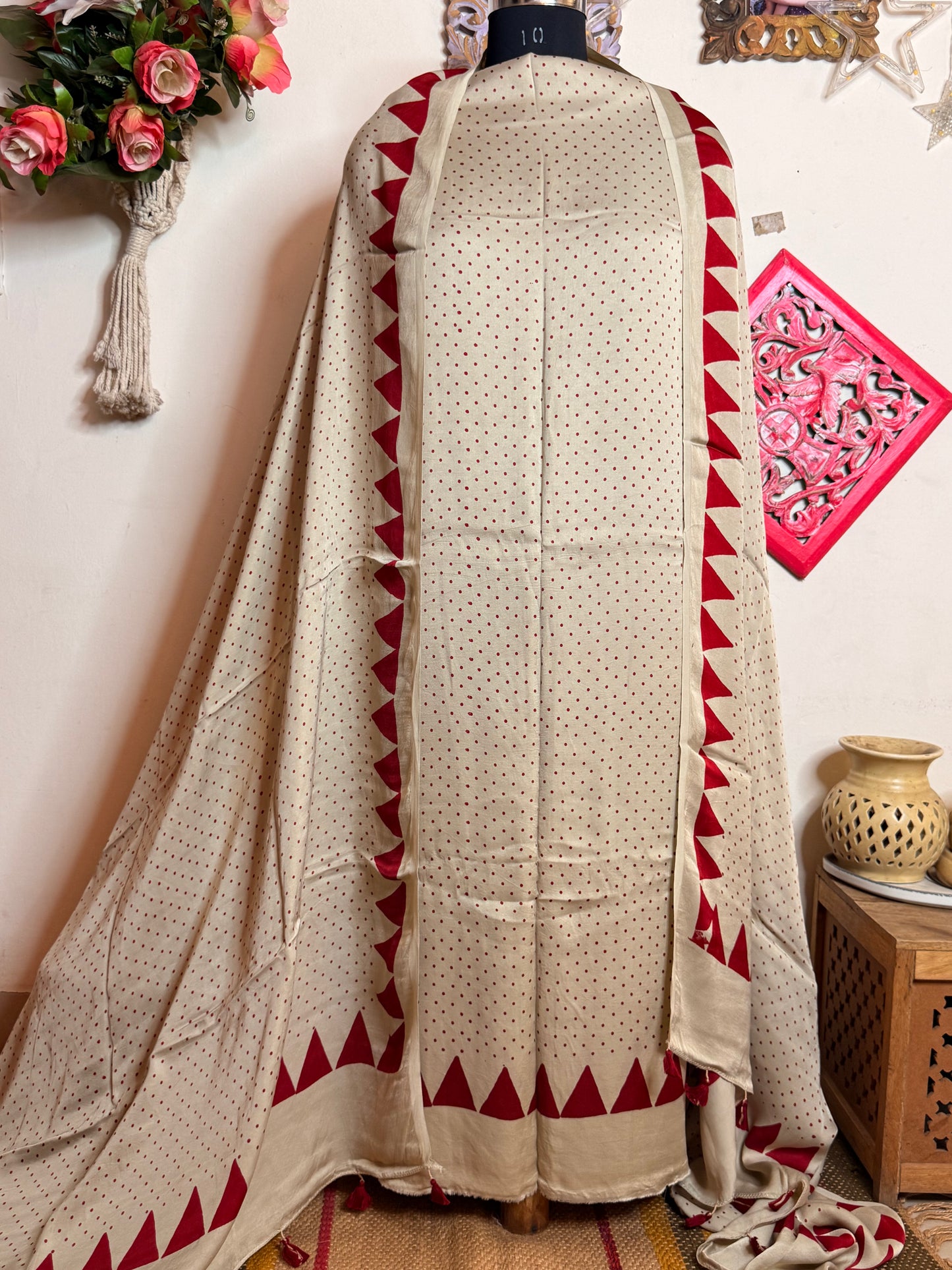 Modal Silk Polka Dot Full Suit Set