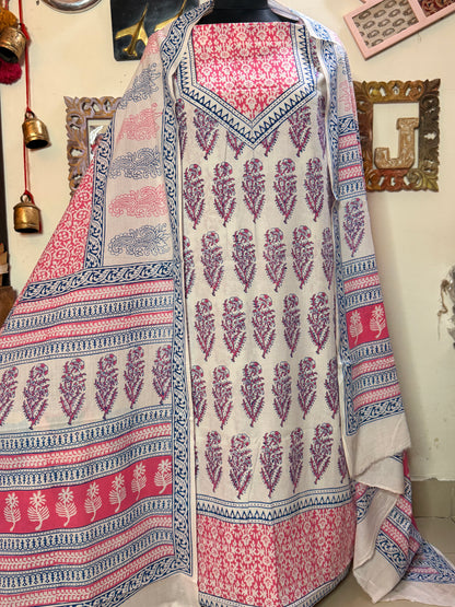 Premium Mul Cotton Special Bagh Full Suit Set