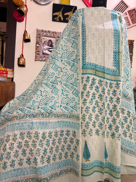 Kota Cotton Check Handblock Full Suit Set