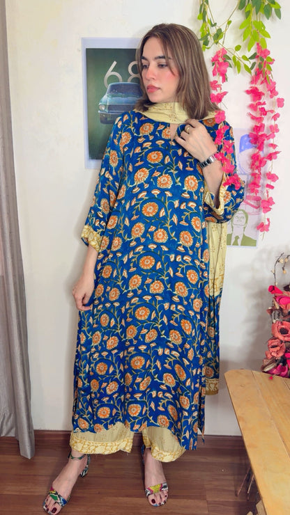Modal silk Kalamkari stitched suit