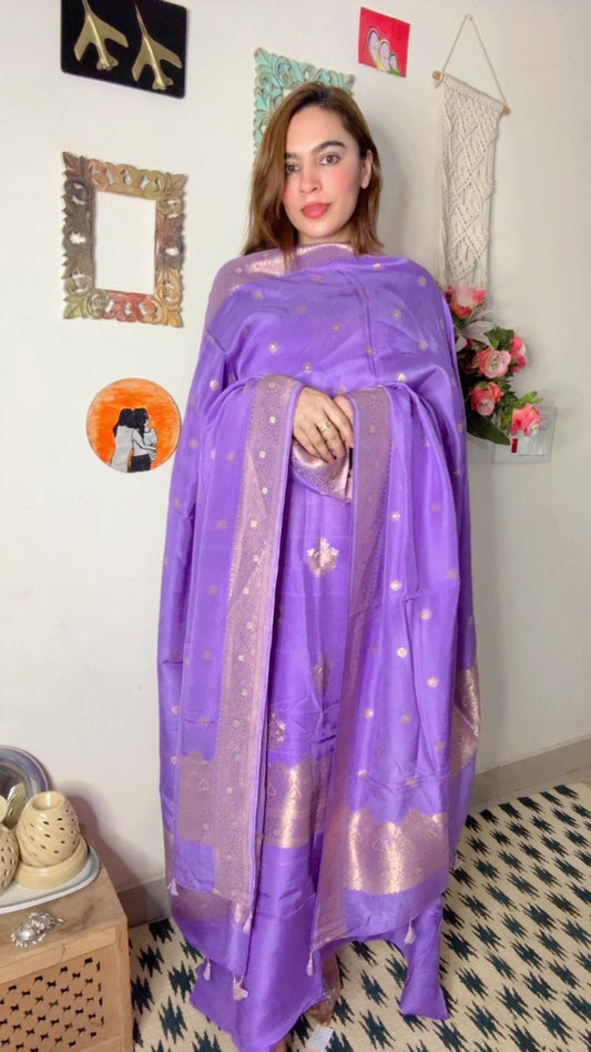 Dola Silk Shirt Dhuppta With Banarasi Weaving!!