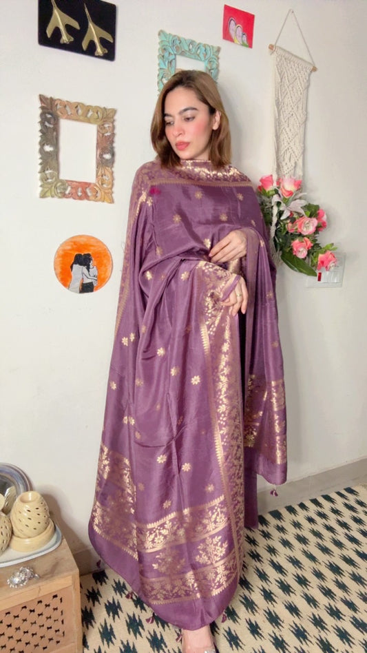 Dola Silk Shirt Dhuppta With Banarasi Weaving!!