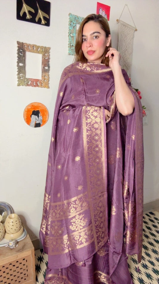Dola Silk Shirt Dhuppta With Banarasi Weaving!!