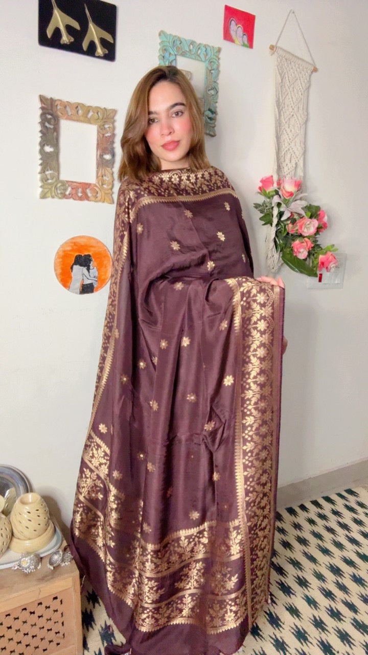 Dola Silk Shirt Dhuppta with Banarasi Weaving!!