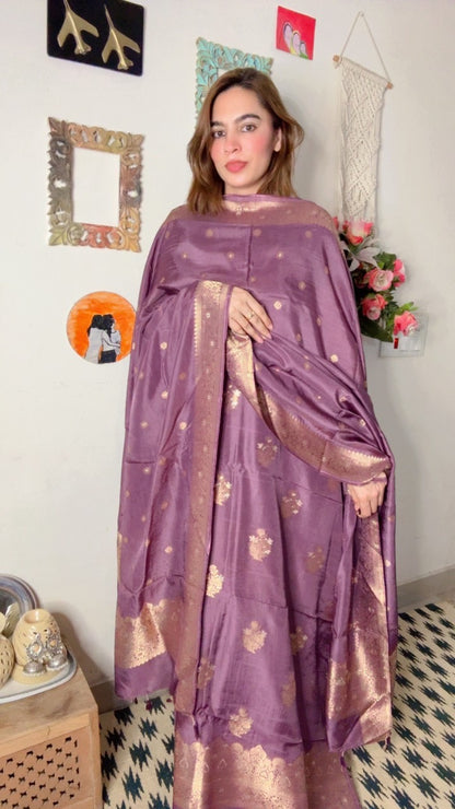Dola Silk Shirt Dhuppta With Bnarsi Weaving!!