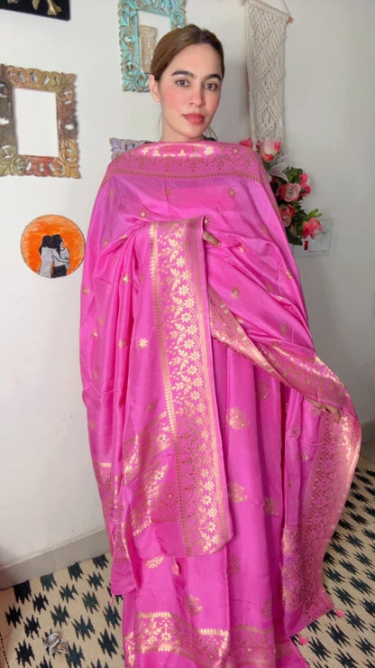 Dola Silk Shirt Dhuppta With Banarasi Weaving!!