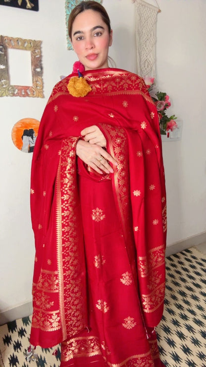 Dola Silk Shirt Dhuppta With Banarasi Weaving!!