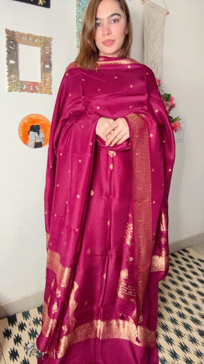 Dola Silk Shirt Dhuppta With Banarasi Weaving!!