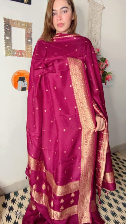 Dola Silk Shirt Dhuppta With Banarasi Weaving!!