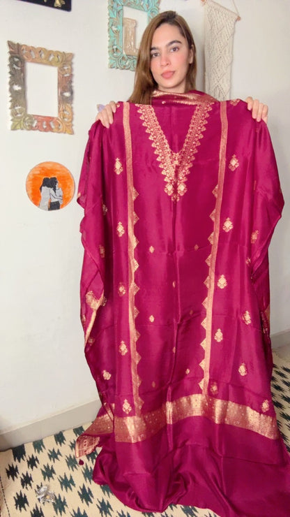 Dola Silk Shirt Dhuppta With Banarasi Weaving!!