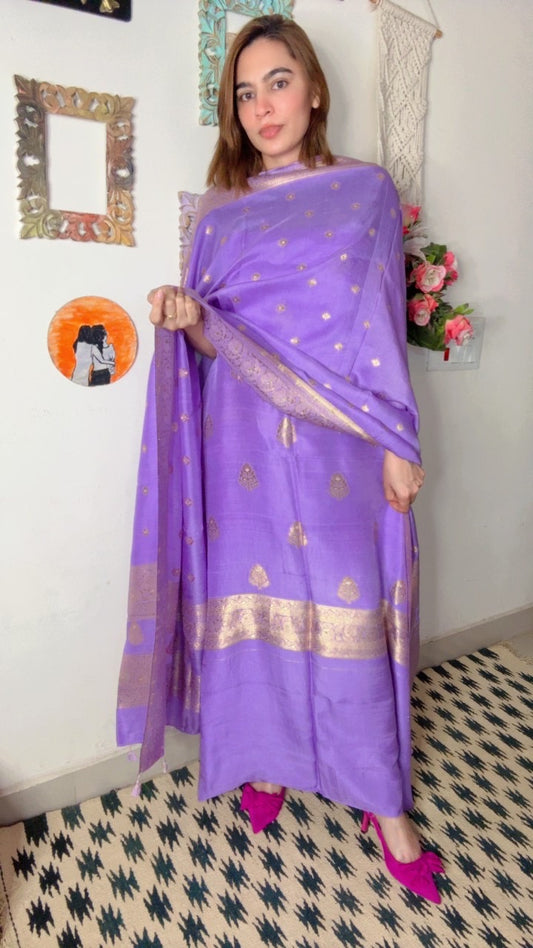 Dola Silk Shirt Dhuppta With Banarasi weaving!!