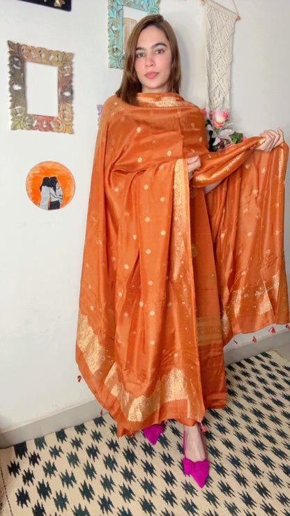 Dola Silk Shirt Dhuppta With Banarasi Weaving!!
